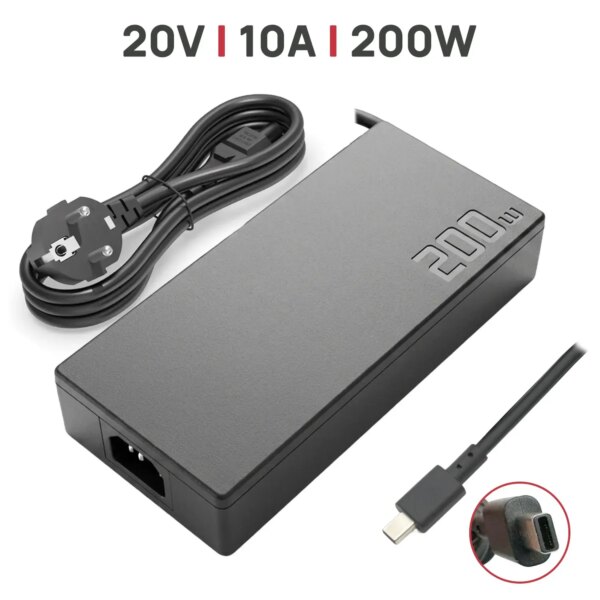 Carregador Portátil ASUS ROG Zephyrus G16 G14 20V 10A 200W ADP-200EB B Retangular
