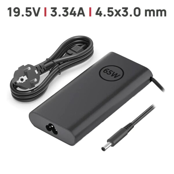 Carregador Portátil Dell 19.5V 3.34A 65W Conector 4.5x3.0mm - Compatível Inspiron, Vostro, XPS
