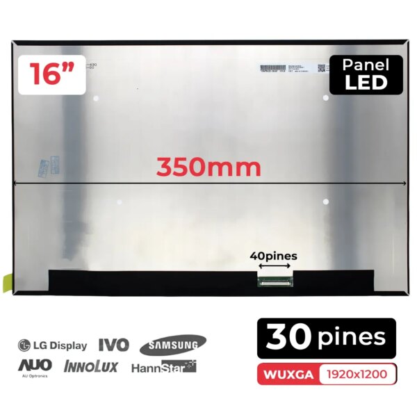 ECRÃ B160UAN08.1 LED 16" PARA PORTÁTIL 144HZ IPS 1920x1200 16:10 40 PINOS EDP