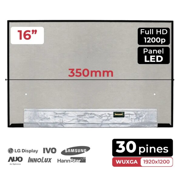 Ecrã LED 16" 1920x1200 WUXGA FHD para Portátil - N160JCA-EEL REV.A1 30 Pinos - Green Computer