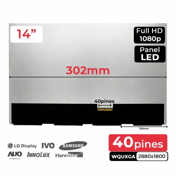 ECRÃ 14" ATNA40CU06-0 PARA PORTÁTIL SEM MOLDURA