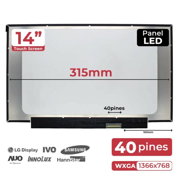 ECRÃ LED BRILHO DE 14" M15330-001 TÁTIL 40 PIN PARA PORTÁTIL HP CHROMEBOOK 14A-CA0030WM 14A-CA