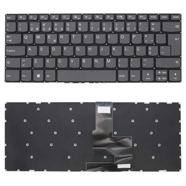 Teclado Português para Portátil Lenovo IdeaPad 330-14IKB, V330-14, 320-14 Series - Cinzento, Sem Moldura, Sem Retroiluminação