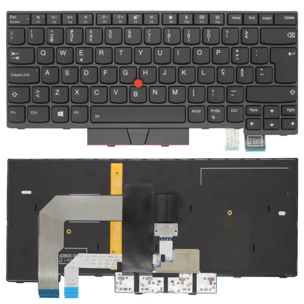Teclado Português para Portátil Lenovo ThinkPad T460 T470 T480 A475 A485 - Preto, Com Moldura
