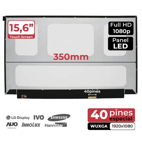 Ecrã LED Tátil 15.6" Full HD (1920x1080) 40 Pinos para Portátil - Compatível NV156FHM-A21, B156HAT01.0