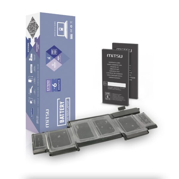 Bateria Mitsu para Apple MacBook Pro 13 A1502, Retina 13-inch (Late 2012 - Early 2015) - 11.34V 7000mAh