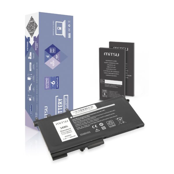 Bateria Mitsu para Portátil Dell Latitude E5280, E5480, E5580 - Alta Capacidade 3000mAh