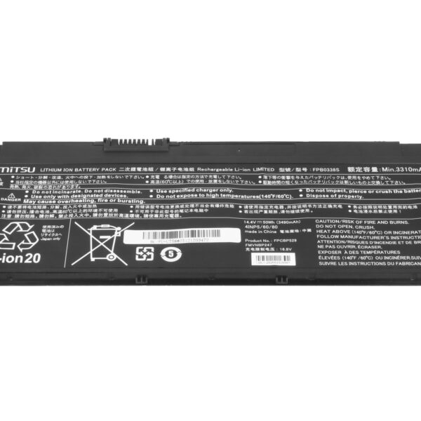 Bateria Mitsu de Alta Capacidade para Portátil Fujitsu LifeBook U758 - 3490mAh (50Wh), 14.4V