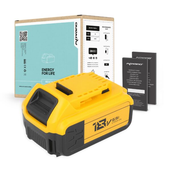 Bateria Movano 5000mAh 18V Li-Ion para Ferramentas DeWalt DCB180, DCB200, DCB205 Series