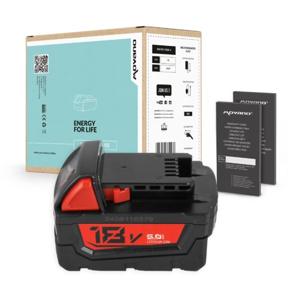 Bateria Movano 5000mAh 18V Li-Ion para Ferramentas Milwaukee M18 - Substitui 48-11-1850