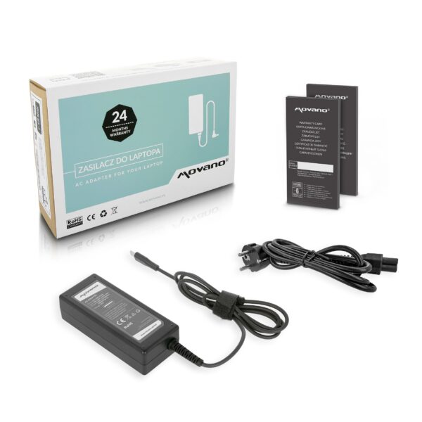 Carregador Movano 65W USB-C Preto para Portátil - Compatível com Acer, Apple, Asus, Dell, HP